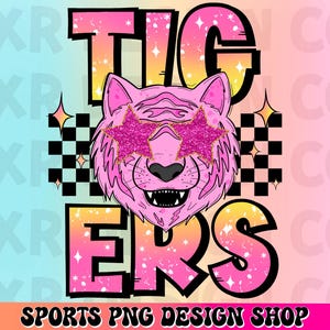 Tigers preppy mascot png, tigers mascot school spirit design, retro Tigers sublimation design, sports team mascot shirt digital print