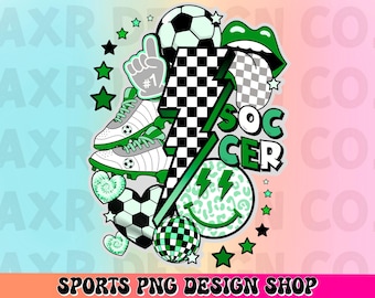 Futebol retrô png, design de sublimação de futebol, vibrações de futebol png, dia de jogo de futebol png, mãe do futebol, design de camisa de futebol verde, design digital