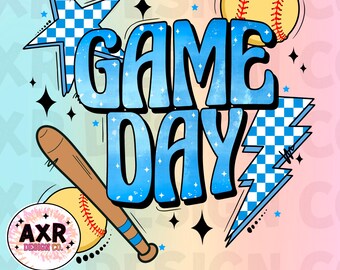 Retro softball game day Png, softball sublimation design, softball season png, blue custom color softball shirt design, softball mama png