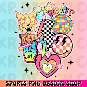 Bobcats preppy mascot png, retro Bobcats mascot school spirit design, retro Bobcats sublimation, sports team mascot shirt digital print