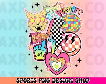 Bobcats preppy mascot png, retro Bobcats mascot school spirit design, retro Bobcats sublimation, sports team mascot shirt digital print