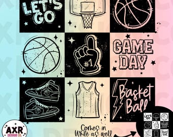 Retro basketball collage Png, basketball sublimation design, basketball season png, custom checkerboard basketball png shirt design