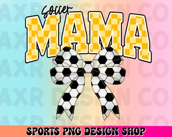 Fußball Mama png, Retro Fußball Sublimationsdesign, kokett Fußball Bogen png, Fußballspieltag png, trendiges gelbes Fußballteam png