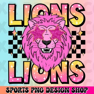 Lions preppy mascot png, Lions mascot school spirit design, retro Lions sublimation design, sports team mascot shirt digital print