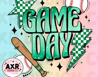 Retro Baseball Spiel Tag Png, Baseball Sublimationsdesign, Baseball Saison Png, grünes Baseball-Shirt Design mit benutzerdefinierter Farbe, Baseball Mama Png