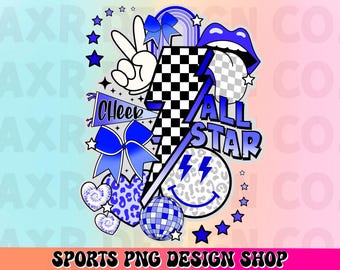 All star cheer png, cheerleading sublimation, blue cheer team png, all star cheer  competition png, cheer mom png, cute cheer shirt design