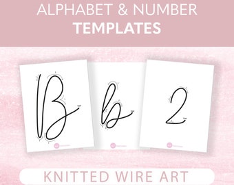 Paquete de plantillas: arte de alambre tejido, alfabeto imprimible, plantilla de letras, plantilla de números, plantilla de tricotina