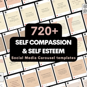Self-Compassion & Self-Esteem Carousels for CANVA Instagram Templates  LinkedIn Story/Reels Templates  with REAL content and narratives!