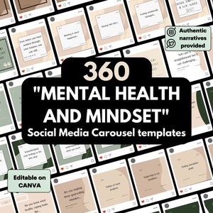 Mental Health & Mindset Carousels for CANVA  Elegant Instagram Templates Coaching Instagram LinkedIn Templates with REAL content captions!