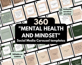 Mental Health Instagram Carousel Templates, Coaching Content (CANVA)