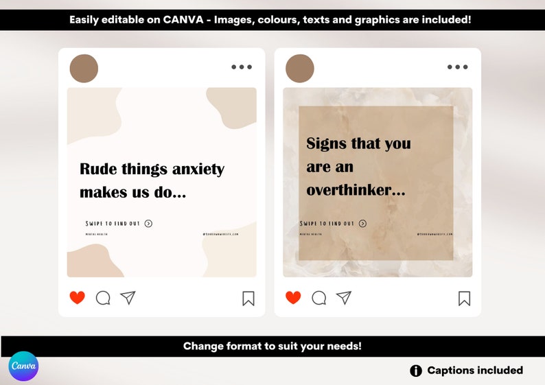 Mental Health Canva Carousel Templates for Instagram, Linkedin (digital ...