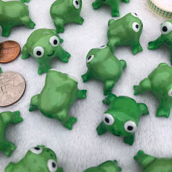 Small Frog Figures | Cute and Unique Handmade Polymer Clay Animal Decoration/Figurine