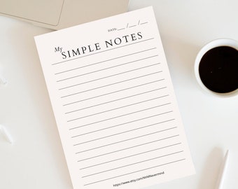 A simple notes notepad, printable notepad, simple notes