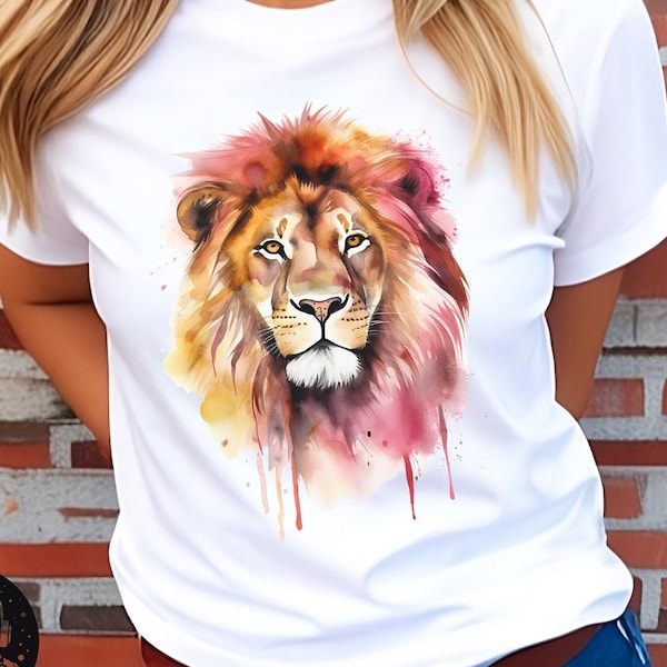 T-shirt tête de lion aquarelle, T-shirt unisexe, tee-shirt Lion, T-shirt aquarelle, T-shirt art, T-shirt animal, T-shirt animal, Tête de lion, cadeau soeur