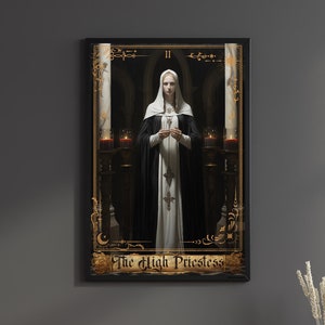 The High Priestess Poster Tarot Kartendruck Art Major Arcana Leinwand Priestess Wandkunst Tarot Karten Geschenk Wandaufhänger Geburtstagsgeschenk Spielzimmer