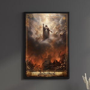 Wyrok Karta Tarota Wydruk Główne Arkana Sztuka Plakat Wyrok Obraz na Płótnie Sztuka Ścienna Karty Tarota Prezent Urodzinowy Pokój Gier Wystrój Geek Nerd