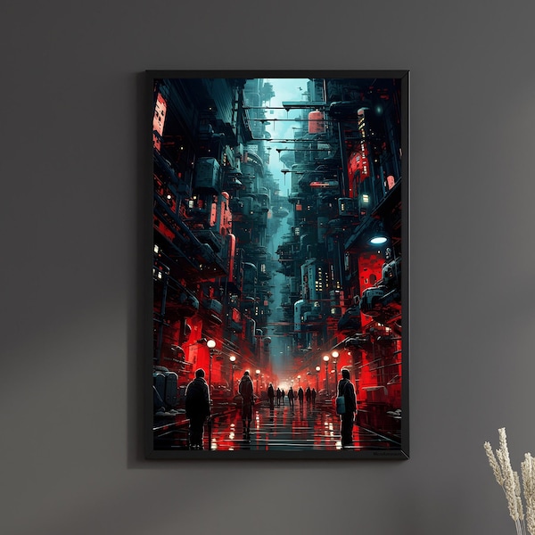 Cyberpunk Metropolis Kunst Poster Cyberpunk Kunst Poster Kunst Kunst Poster Kunst Kunst Retro Neon Kunst Cyberpunk Geschenk Leinwand Sci Fi