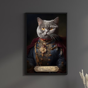 Personalized British Shorthair Cat Print Regal Renaissance Poster Custom Birthday Gift Cat Lovers Wall Art Mom Decor Royal Quote For Her oil