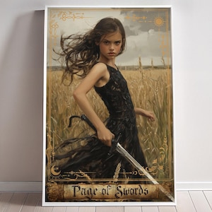Página de espadas Impresión de cartas del tarot Póster de arte Traje de espadas Pintura en lienzo Arte de pared arcano Academia oscura Ocultismo Regalo Decoración de sala de juegos Geek