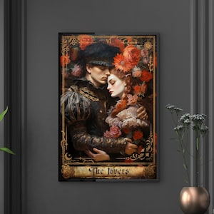 The Lovers Tarot Card Print Major Arcana Art Poster Lovers Canvas Painting Wall Art Tarots cards Valentine gift Board game room Decor Geek