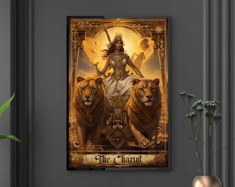 The Chariot Tarot Card poster art Tarots cards major arcana print The Chariot Wall art Tarot cards gift wall hanger xmas present painting