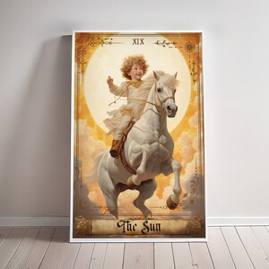 The Sun Tarot Karte Poster Geschenk für sie Dekor Tarot Karten Druck große Arkana Malerei The Sun Wandkunst Tarot Karten Weihnachten Wandhänger