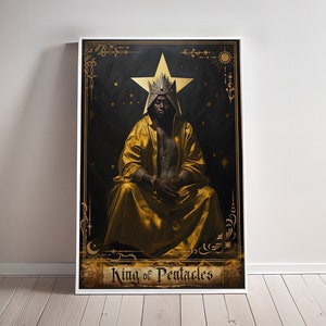 Rei dos Pentáculos Imprimir Carta de Tarô Arte Pôster Arcanos Maiores Pintura em Tela Arte de Parede Academia Escura Presente de aniversário para sua sala de jogos Decoração Geek