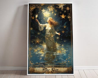 The Star Tarot Card poster art Tarots cards major arcana print The Star Wall art Tarot cards gift wall hanger Birthday present for mom