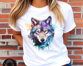 T-shirt testa di lupo acquerello, t-shirt unisex, t-shirt lupo, t-shirt acquerello, t-shirt art, t-shirt animale, t-shirt animale, testa di lupo