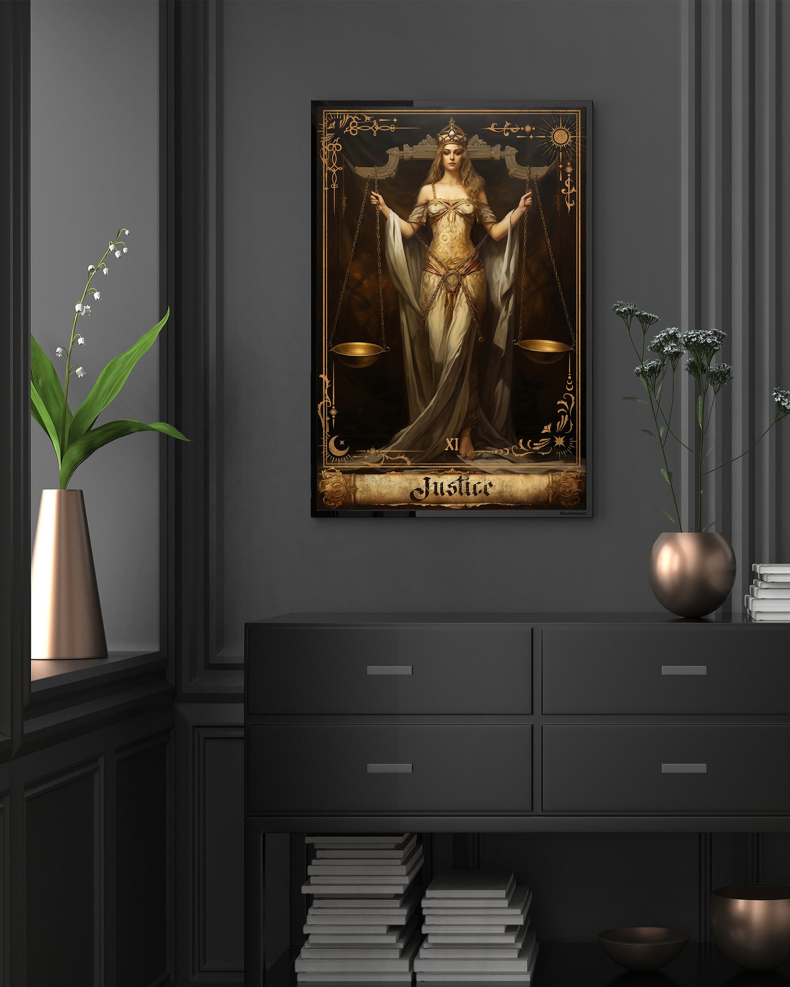 Justice Tarot Card Poster Major Arcana Art Print Justice Canvas