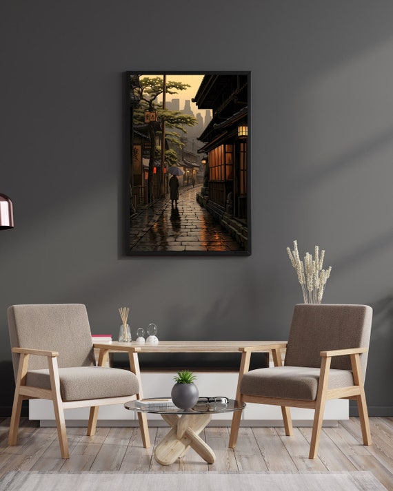 Old Kyoto Poster Traditional Japan Tsuchiya Koitsu Style Art Digital Art Wall Hanger Cherry Blossom Canvas Ukiyo-e Decor Gift for Geek Art