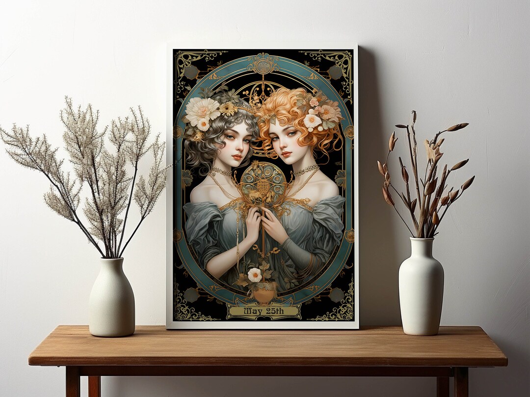 Personalized Gemini Zodiac Print Celestial Sign Poster Custom Birthday ...