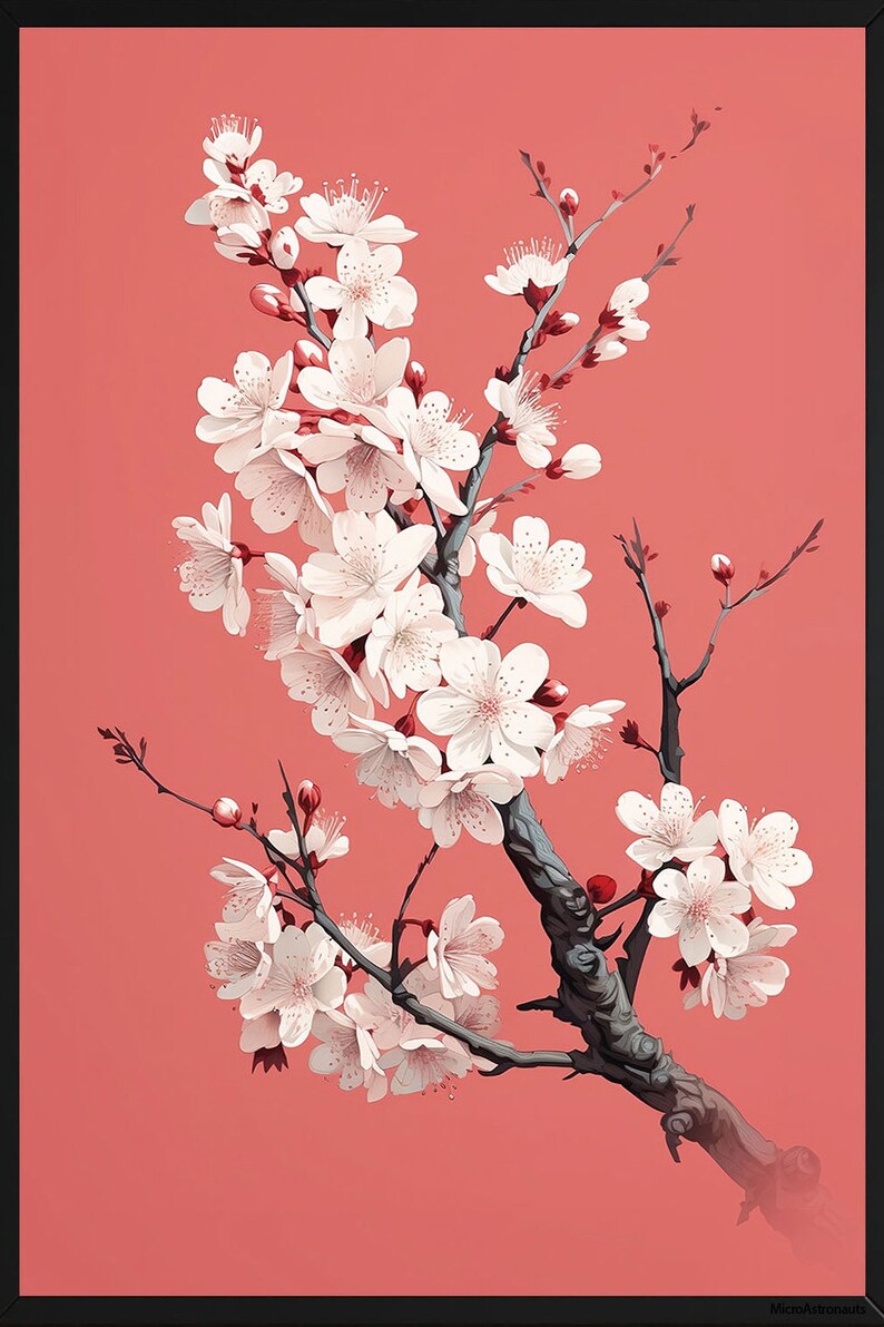Cherry Blossom Branch Print Traditional Japanese Sakura Etsy