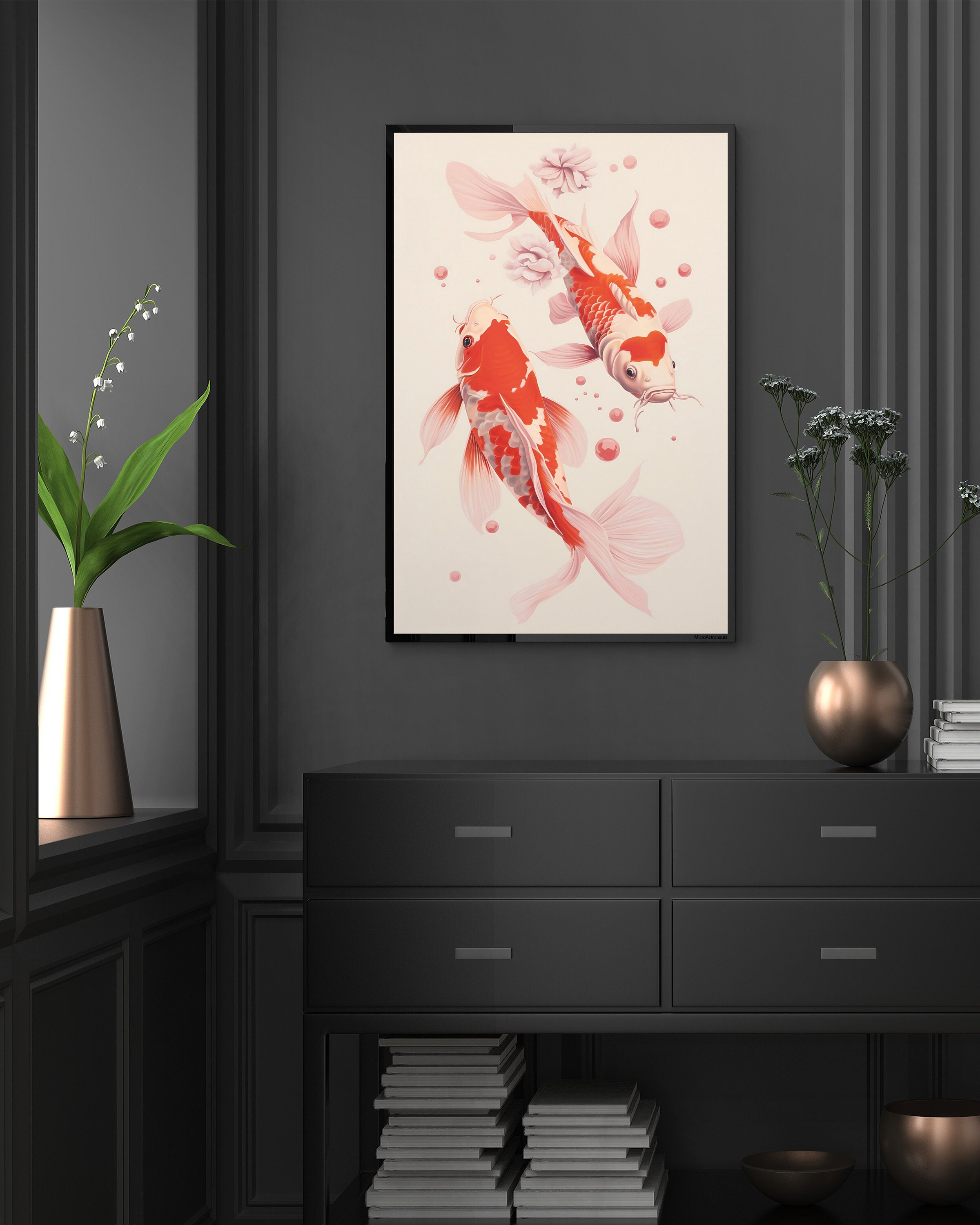 Ethereal Koi Fish Print Japanese Traditional Wall Art Living Room Wall ...