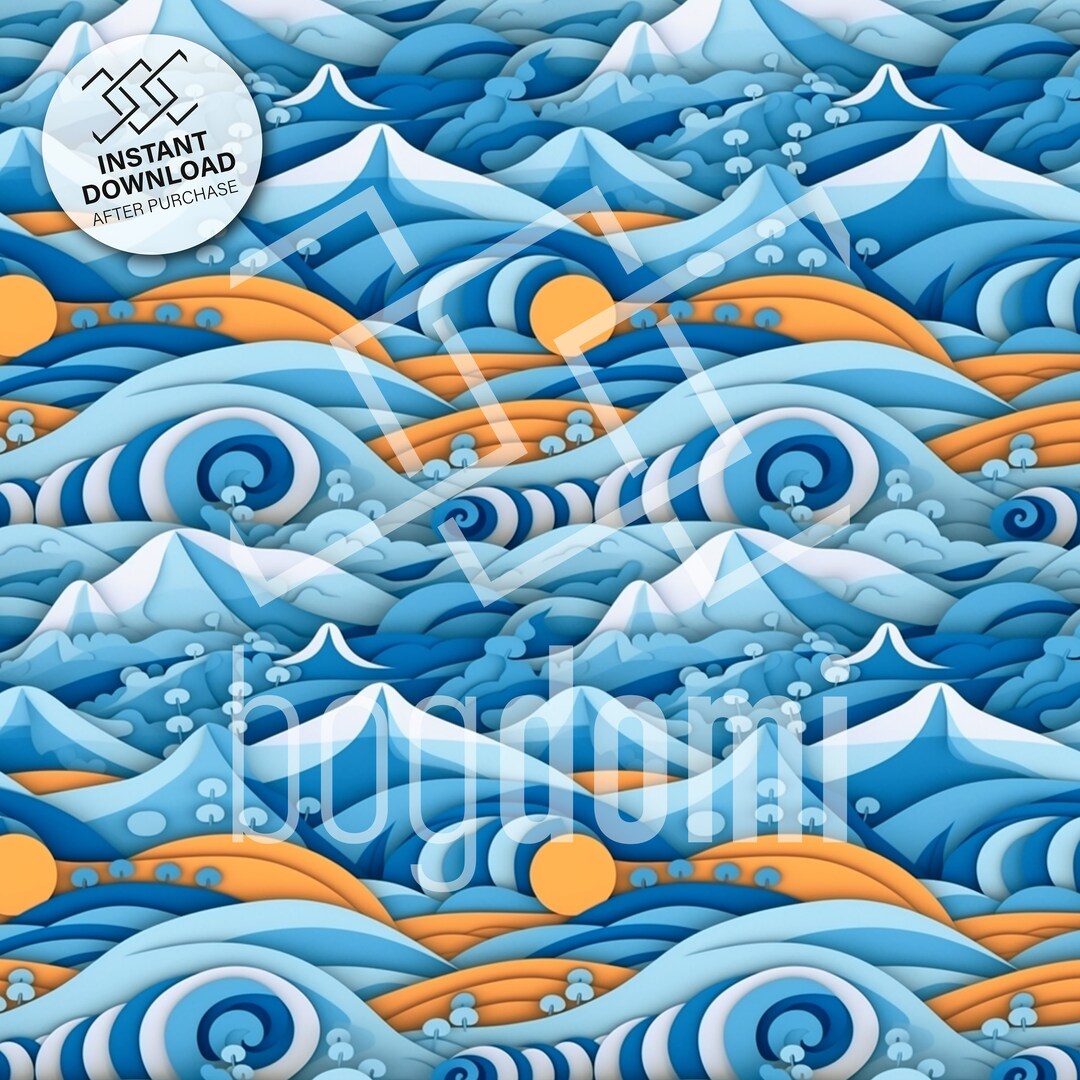 Seamless Pattern, Winter, Fall, Cold Colors, Snow, Drawing, Intricate ...