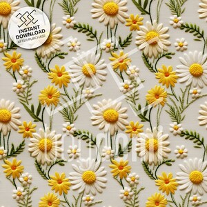 Embroidery Seamless File, sunflower  Embroidery seamless, Cottage Core boho seamless, Floral embroidery seamless pattern