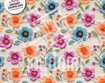 Fichier de broderie sans couture, broderie de fleurs sauvages sans couture, motif bohème de base de chalet sans couture, motif de broderie florale sans couture
