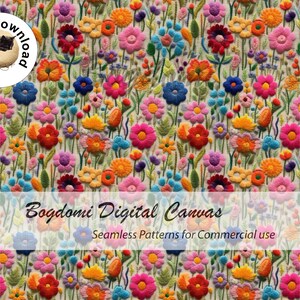 Embroidery Seamless File, sunflower Embroidery seamless, Cottage Core boho seamless, Floral embroidery seamless pattern image 5