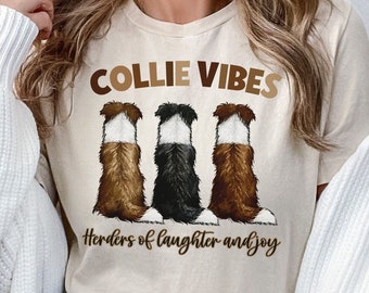 Camiseta Border Collie: Camiseta Collie Vibes para amantes de los perros, regalo para dueños.