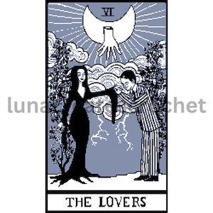 The Lovers - graphgan, C2C patroon, plaid, deken, haak, tarot
