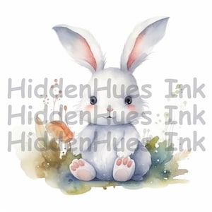 Watercolor Bunny PNG Clipart-Printable Watercolor Clipart-High Quality PNGs-Digital Download-High Resolution-Paper Crafts-Journaling