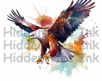 American Eagle Clipart-Bald Eagle-Printable Watercolor Clipart-High Quality PNGs-Digital Download-Paper Craft-Junk Journals