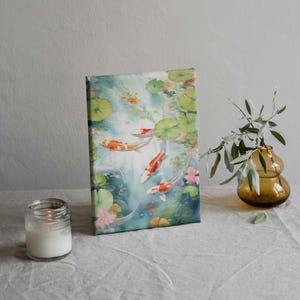 Aquarell Koi Teich Digital Print-Printable Wand Kunst-Bunte Wohnkultur-Original Leinwand Kunst-Printable Wohnkultur Download-Einzigartige Geschenkidee