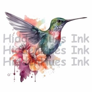 Watercolor Hummingbird Digital Clipart-Printable Watercolor Clipart-High Quality PNGs-Digital Download-Paper Craft-Junk Journal