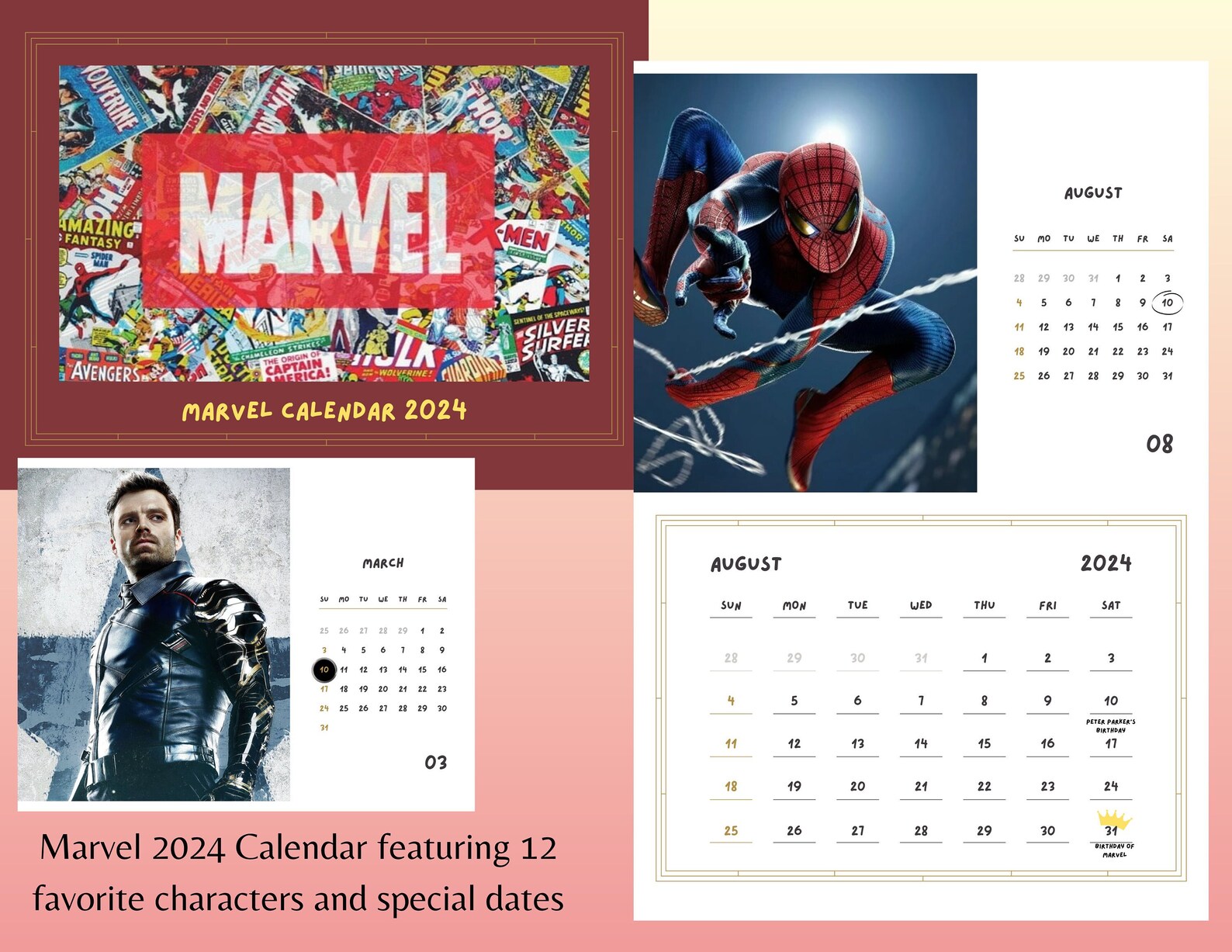 Marvel Calendar 2024 Etsy
