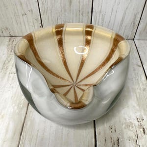 Murano Barbini Aventurine Gold Circus Tent Hand Blown Glass Bowl