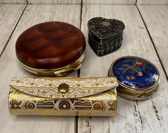 Lipstick Case, Pill Box, Heart Box, and Compact