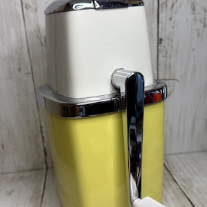 Vintage 1950s Ice Crusher, Hand Crank Barware, Red Enamel Metal