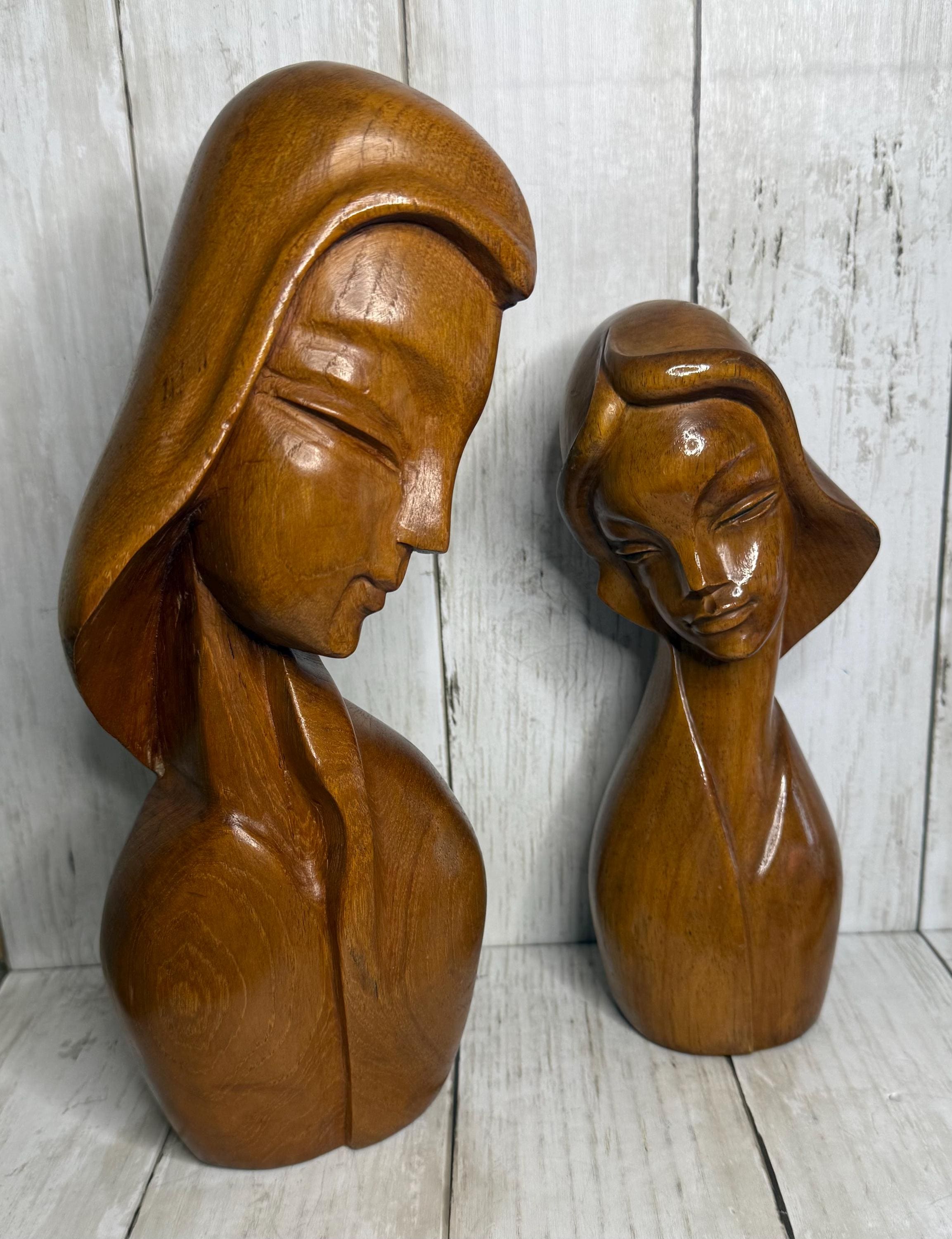 MCM Brown Glazed Bust Chalk Ware  Sculpture Vintage Vintage MCM Brown Ceramic Glazed Art Sculpture of Bust and  main image 4