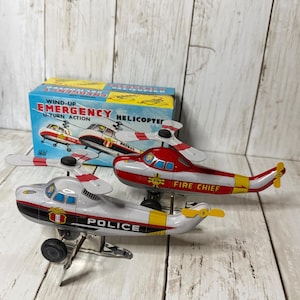 Vintage RUSS Yesterday's Favorites Windup Police Helicopter